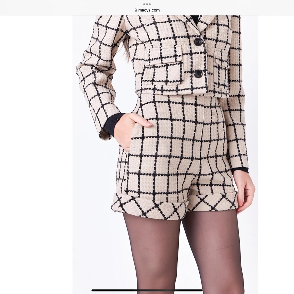 English Factory High Waist Grid Pattern Shorts